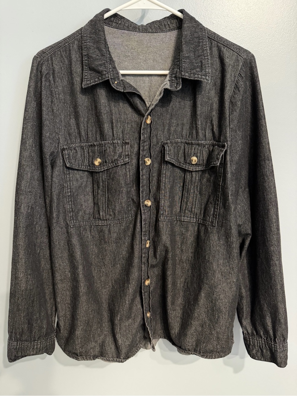 Women’s Black Button-Up Shirt - Casual Utility Style